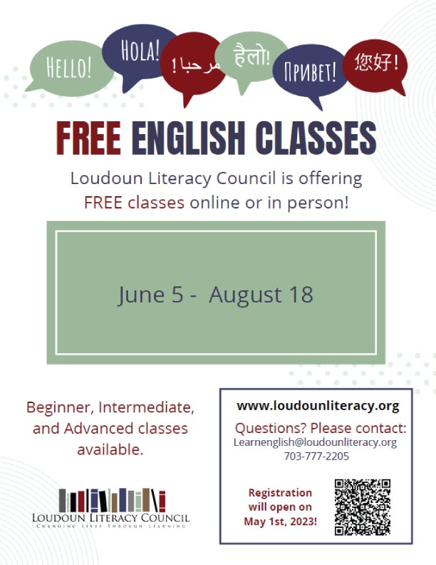 Free Summer 2023 English Classes - Loudoun Literacy Council